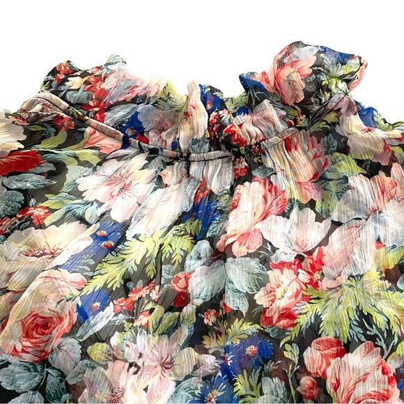 Anthropologie The Marais Printed Chiffon Maxi Dress Size XS Sheer Ruffled Tiers - Picture 14 of 16